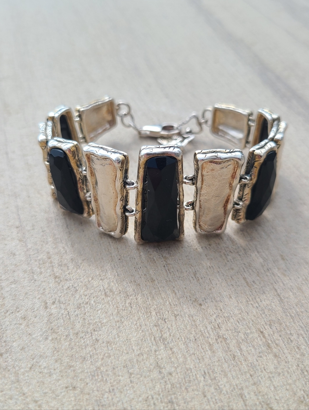 Silpada 'Black Tie' bracelet Black Onyx B2902 925 Sterling Silver